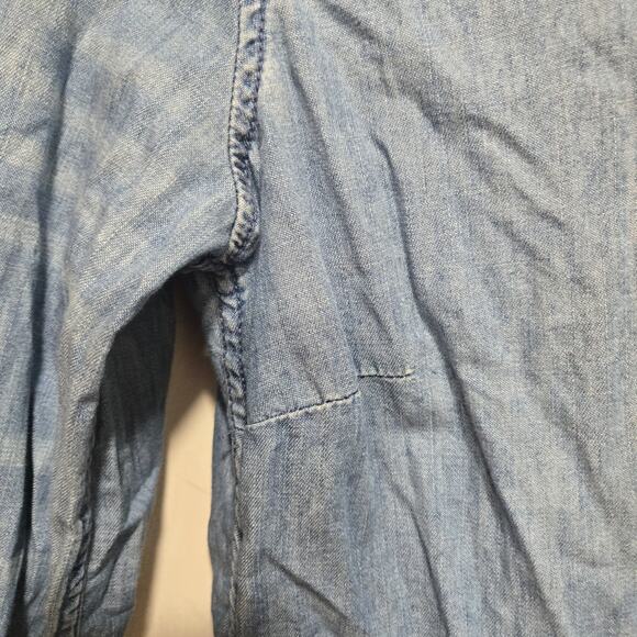 J crew top womens size 0 blue always chambray cotton button down shirt casual - Picture 6 of 8